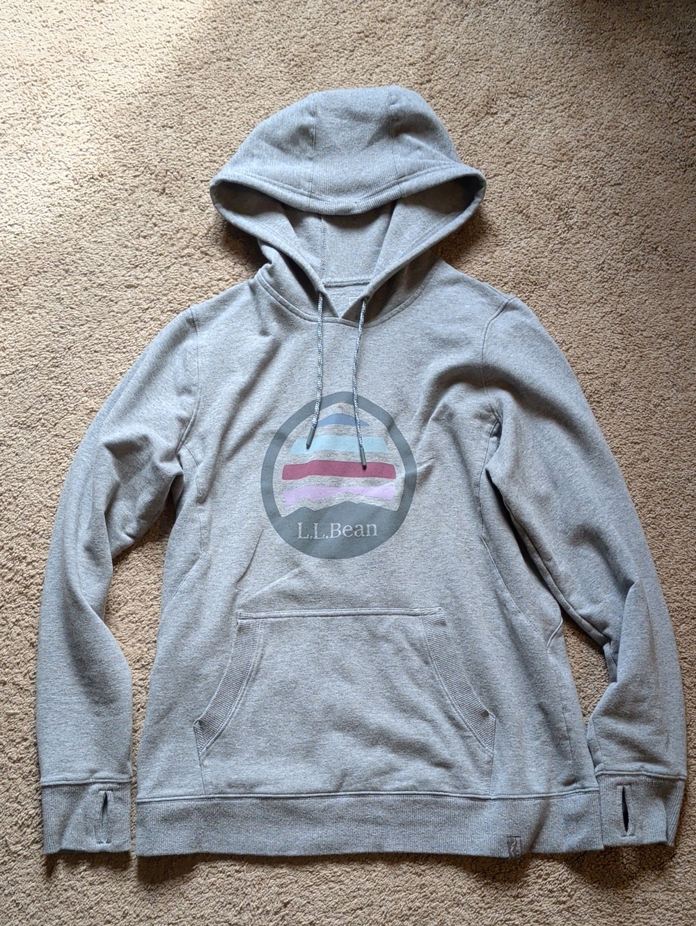 L.L. Bean Light Gray Pullover Hoodie with Logo